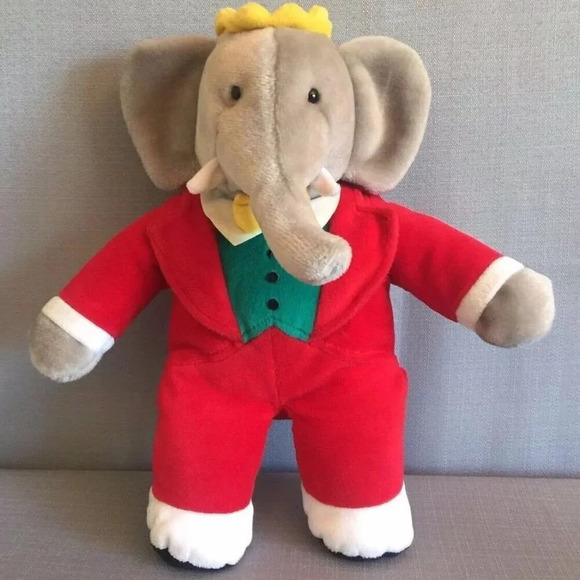 Gund Other - Vintage GUND BABAR the Elephant Red Green Suit Plush 1988 14" Tall